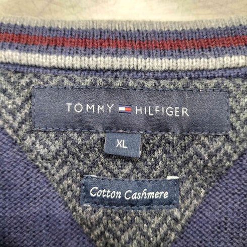 トミーヒルフィガー TOMMY HILFIGER エンブレム刺繍 カシミヤ混 ボーダーニットセーター メンズ JPN:XL