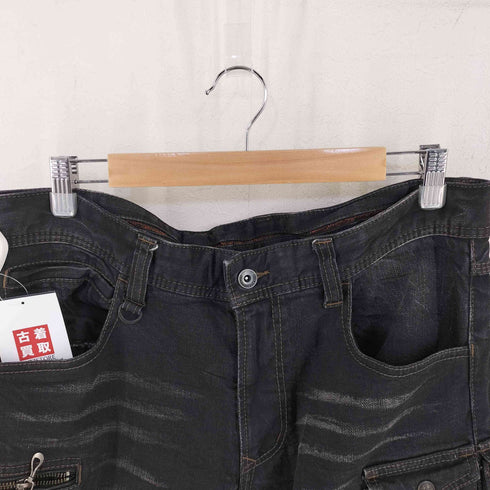 ニコルクラブフォーメン NICOLE CLUB FOR MEN Y2K マルチポケット 加工 フレアデニムカーゴパンツ メンズ JPN:50