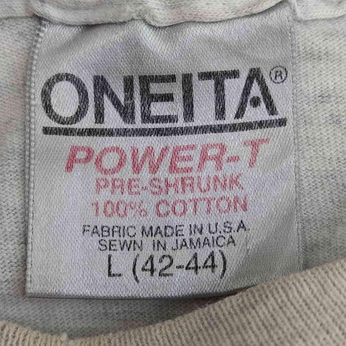 オニータ ONEITA 90s 袖裾シングルステッチ 両面プリント クルーネック半袖Tシャツ メンズ import:L