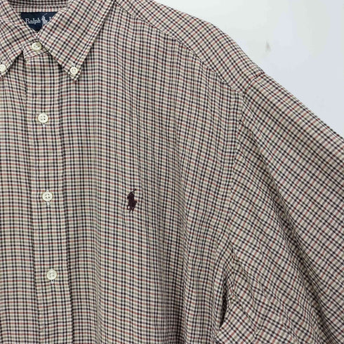 ラルフローレン RALPH LAUREN 90s BLAKE チェック ポニー刺繍 ボタンダウンシャツ メンズ import:L
