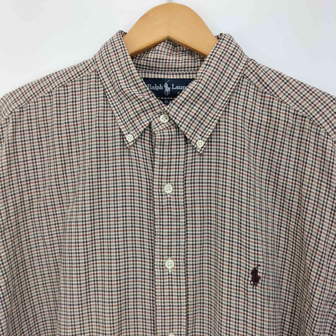 ラルフローレン RALPH LAUREN 90s BLAKE チェック ポニー刺繍 ボタンダウンシャツ メンズ import:L
