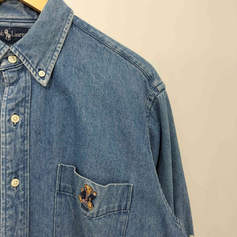 ラルフローレン RALPH LAUREN 90s ポロベア ボタンダウン デニムシャツ メンズ import:L