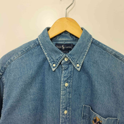 ラルフローレン RALPH LAUREN 90s ポロベア ボタンダウン デニムシャツ メンズ import:L