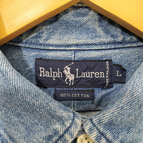 ラルフローレン RALPH LAUREN 90s ポロベア ボタンダウン デニムシャツ メンズ import:L