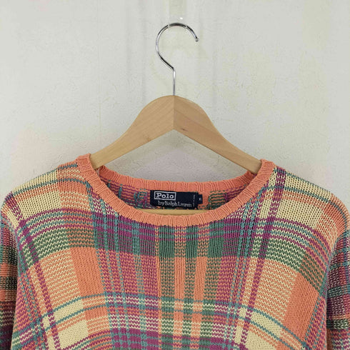 ポロバイラルフローレン Polo by RALPH LAUREN 90s マルチカラー チェックコットンニット メンズ JPN:XL