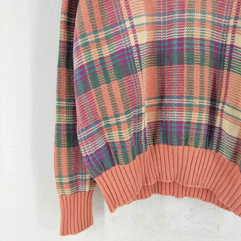 ポロバイラルフローレン Polo by RALPH LAUREN 90s マルチカラー チェックコットンニット メンズ JPN:XL