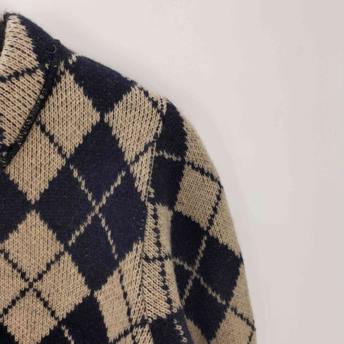 トリココムデギャルソン tricot COMME des GARCONS 90S AD1996 アーガイル柄 ウール ナイロン Vネック ニット セーター レディース