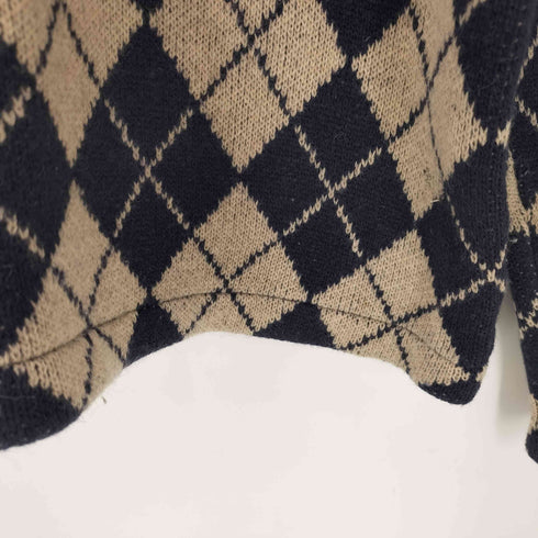 トリココムデギャルソン tricot COMME des GARCONS 90S AD1996 アーガイル柄 ウール ナイロン Vネック ニット セーター レディース