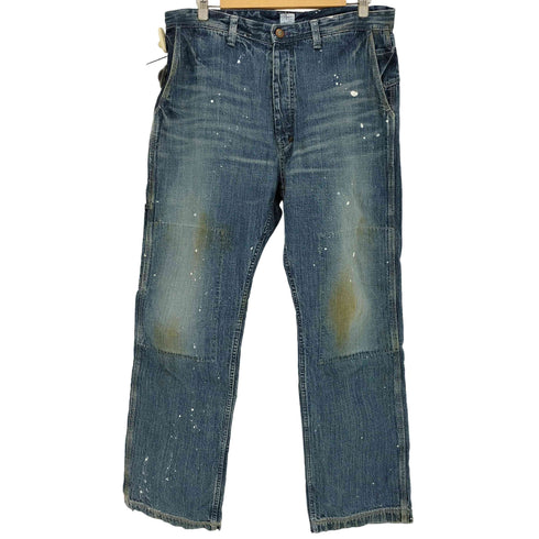 PRPS ペンキ加工 ボタンフライ ダブルニー ワイドデニムパンツ メンズ 38