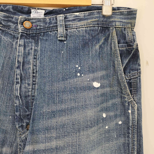 PRPS ペンキ加工 ボタンフライ ダブルニー ワイドデニムパンツ メンズ 38