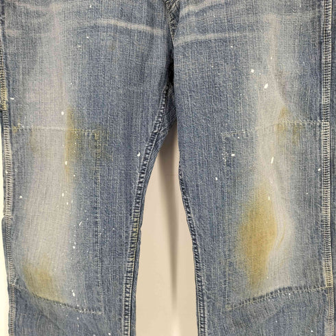 PRPS ペンキ加工 ボタンフライ ダブルニー ワイドデニムパンツ メンズ 38