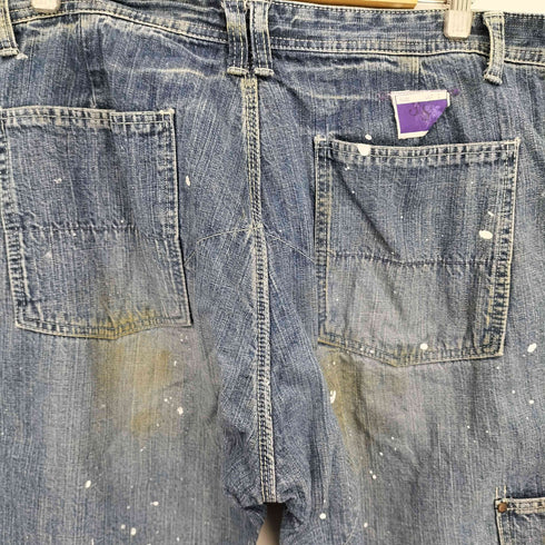 PRPS ペンキ加工 ボタンフライ ダブルニー ワイドデニムパンツ メンズ 38