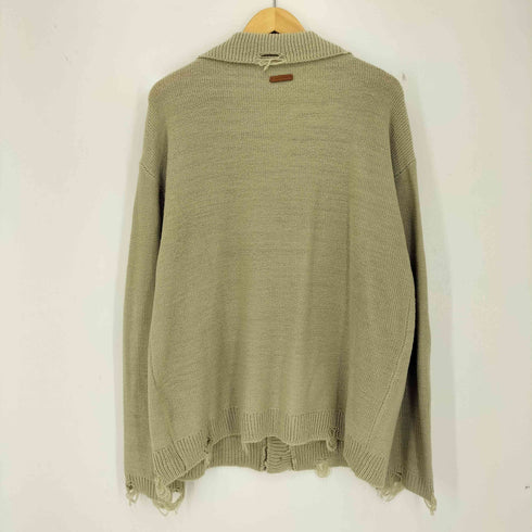 カンファーウッド CAMPHOR WOOD damage flower motif knit shirt cardigan ダメージ加工フラワーモチーフニット襟付きカーディガン メンズ JPN:M