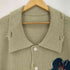 カンファーウッド CAMPHOR WOOD damage flower motif knit shirt cardigan ダメージ加工フラワーモチーフニット襟付きカーディガン メンズ JPN:M