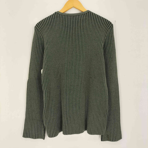 アルマーニコレツィオーニ ARMANI COLLEZIONI イタリア製 ストライプ リブ クルーネックニット メンズ