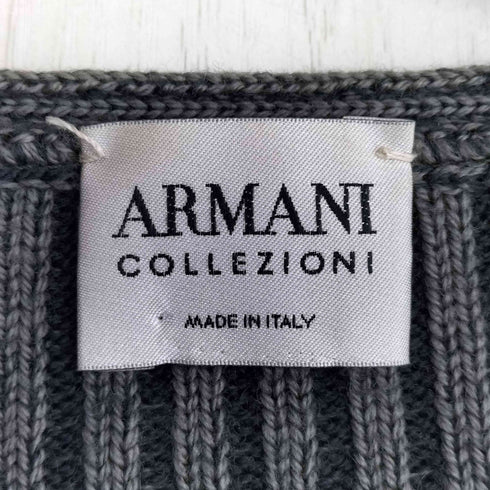 アルマーニコレツィオーニ ARMANI COLLEZIONI イタリア製 ストライプ リブ クルーネックニット メンズ