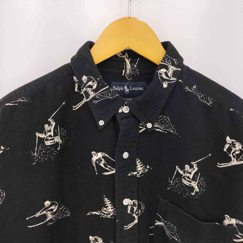 ラルフローレン RALPH LAUREN 90s BIG SHIRT ビッグシャツ スキー総柄 ボタンダウンシャツ メンズ XL