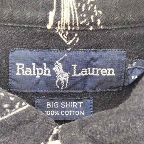 ラルフローレン RALPH LAUREN 90s BIG SHIRT ビッグシャツ スキー総柄 ボタンダウンシャツ メンズ XL