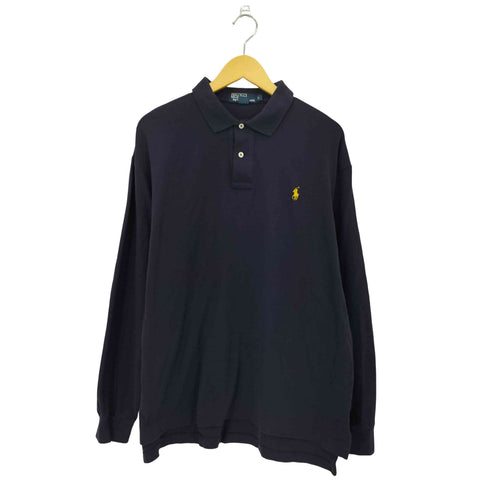 ポロバイラルフローレン Polo by RALPH LAUREN 90s ワンポイント ポニー刺繍 ロングスリーブ ポロシャツ メンズ L