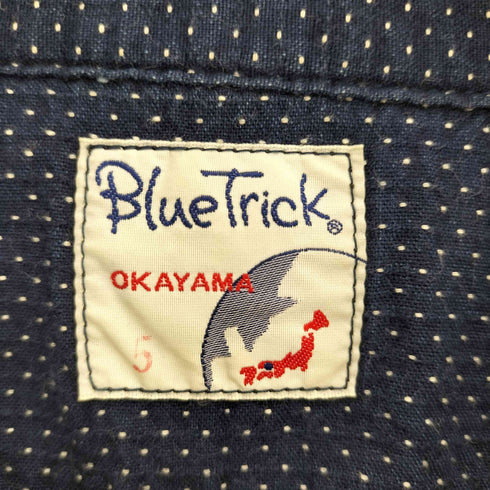 Blue Trick 剣道生地 刺子 岡山デニム インディゴ デニム ワーク シャツ ジャケット メンズ JPN:5 5