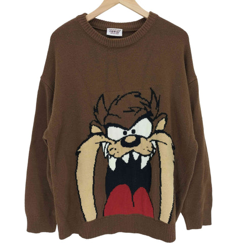 キャラクタービックフェイス バックロゴ クルーネック ニット セーター メンズ import:L