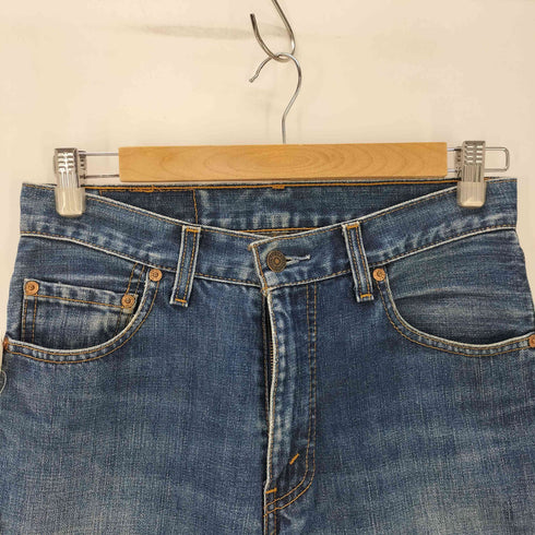 リーバイス Levis 00S 2005年製 ボタン裏 341 刻印 550 リメイク 異素材 総柄 フリンジ ニット ドッキング リビルド フレア デニム パンツ ベルボトム メンズ W28 L32