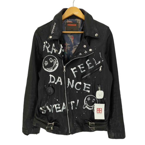 ONEMADE LAM LEATHER HAND PAINTED W-RIDERS JACKET ラムレザー ハンドペイント ダブルライダースジャケット メンズ 48