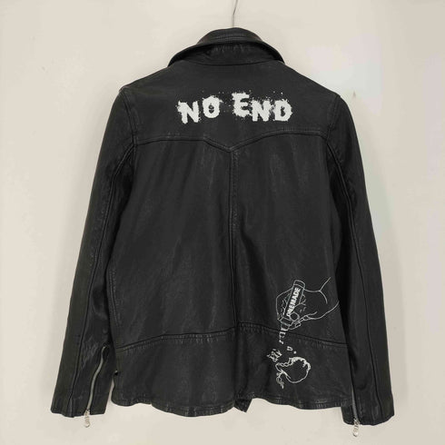 ONEMADE LAM LEATHER HAND PAINTED W-RIDERS JACKET ラムレザー ハンドペイント ダブルライダースジャケット メンズ 48