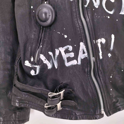 ONEMADE LAM LEATHER HAND PAINTED W-RIDERS JACKET ラムレザー ハンドペイント ダブルライダースジャケット メンズ 48