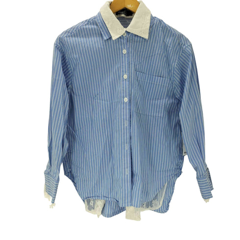 UNNNSAD Lace Layered Striped Shirt レース レイヤード L/S ストライプ シャツ レディース import:S