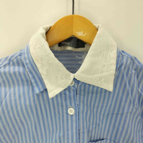 UNNNSAD Lace Layered Striped Shirt レース レイヤード L/S ストライプ シャツ レディース import:S