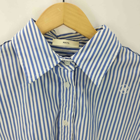 RECTO 22SS Cropped Striped Shirt Pullover L/S クロップド ハーフボタン ストライプ シャツ プルオーバー レディース FREE