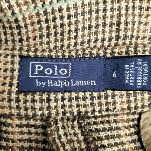 ポロバイラルフローレン Polo by RALPH LAUREN ポルトガル製 リネンシルク グレンチェック ツイードスラックス レディース 6