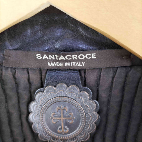 SANTACROCE イタリア製 レザーバイカージャケット メンズ 48