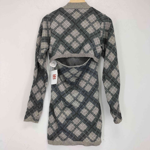 バブルス BUBBLES オープンネックチェックニットワンピース レディース JPN:M