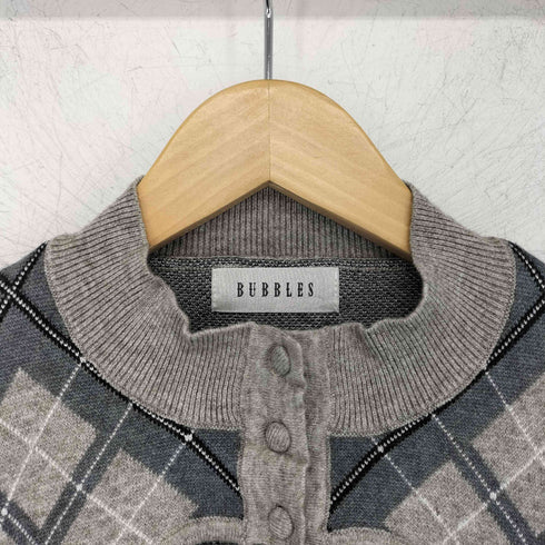 バブルス BUBBLES オープンネックチェックニットワンピース レディース JPN:M