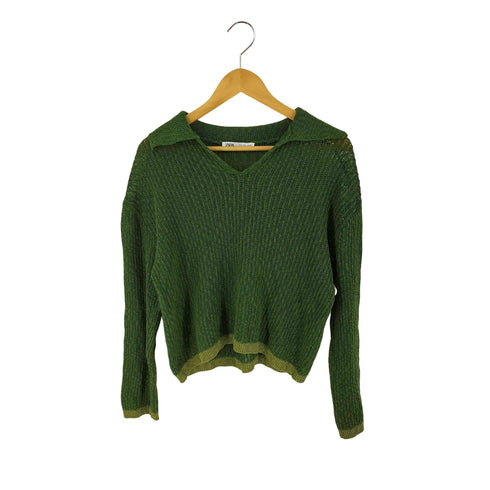 ザラ ZARA Oversized Knit Polo Sweater Top レディース S