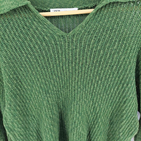 ザラ ZARA Oversized Knit Polo Sweater Top レディース S