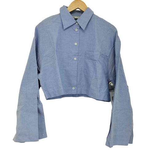 ザラ ZARA クロップドポプリンシャツ レディース import:M