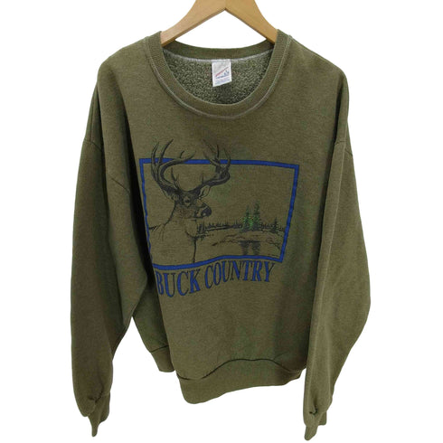 ジャージーズ JERZEES 90S USA製 BUCK COUNTRY 鹿 シカ アニマル プリント スウェット トレーナー メンズ import:L