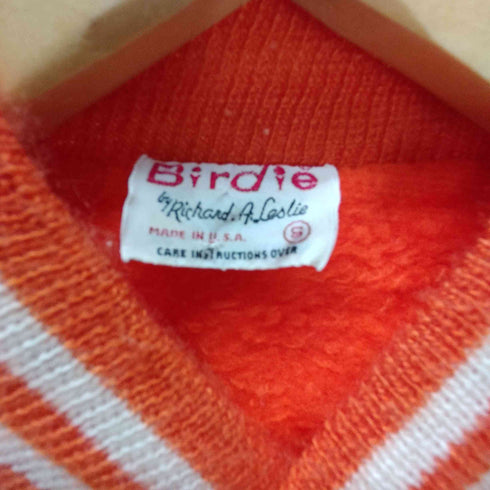 バーディー Birdie 80-90S USA製 ナイロン ナンバリング 76 両面 刺繍 リブ ライン バーシティー ジャケット スタジャン ブルゾン メンズ import:S