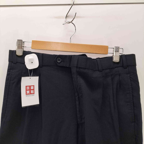 2タック ピンストライプ ワイド ウール トラウザー スラックス パンツ メンズ 33S
