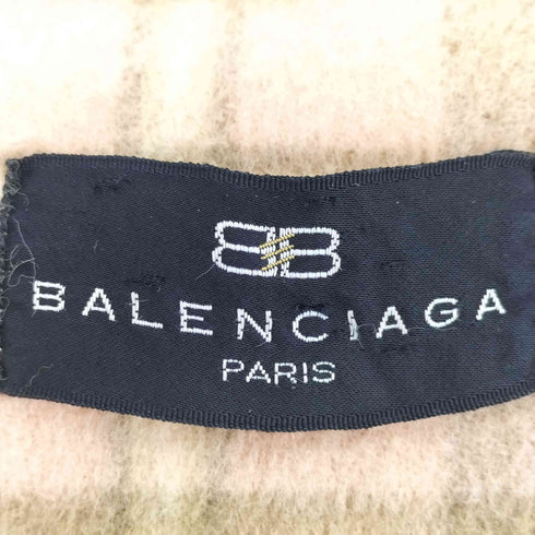 バレンシアガ BALENCIAGA OLD BBロゴ チェック フリンジマフラー レディース