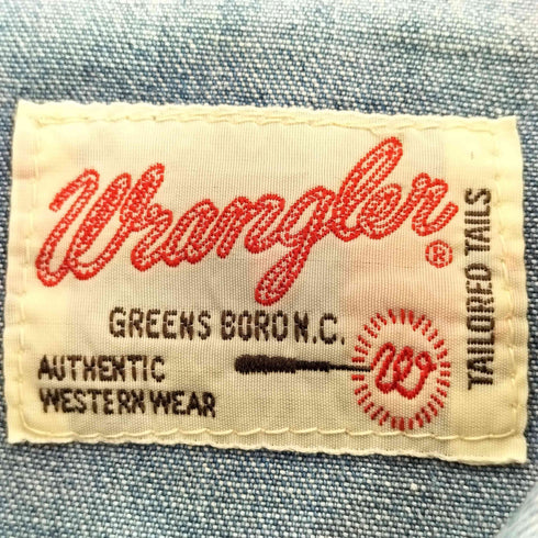 ラングラー Wrangler 70s 白タグ 復刻 デニム ウエスタンシャツ メンズ FREE