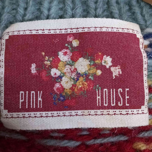 ピンクハウス PINK HOUSE フラワーコサージュ ウール ニットカーディガン レディース