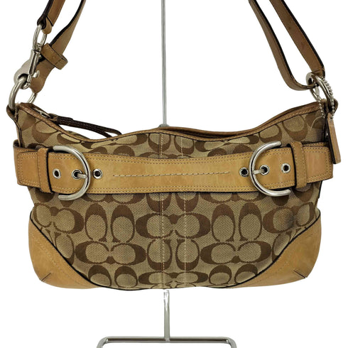 コーチ COACH シグネチャー キャンバス レザー 切替 ショルダーバッグ レディース