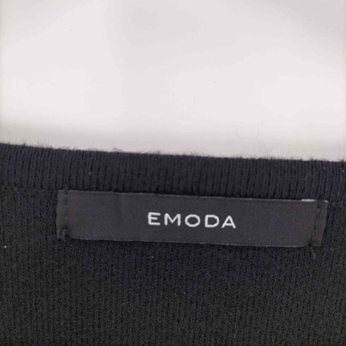 エモダ EMODA Vネック グラデーションリブ スリット ワンピース レディース F
