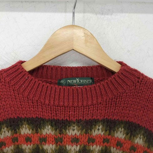 ニューヨーカー NEWYORKER HAND KNITTING ノルディック柄 クルーネックニット セーター レディース import:M