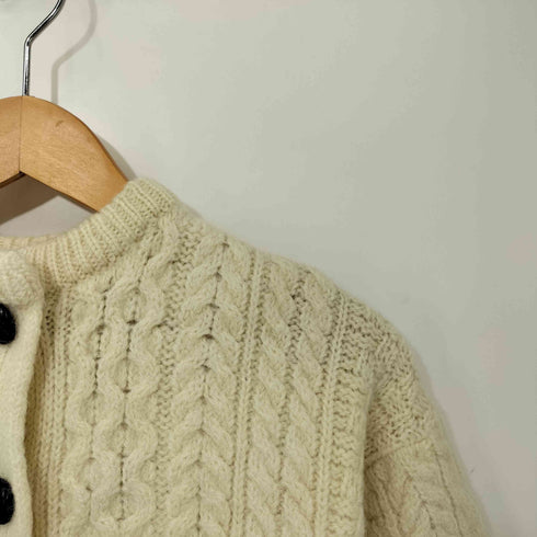 aran WOOLEN MILLS バスケットボタン ケーブル編みウールニットカーディガン レディース