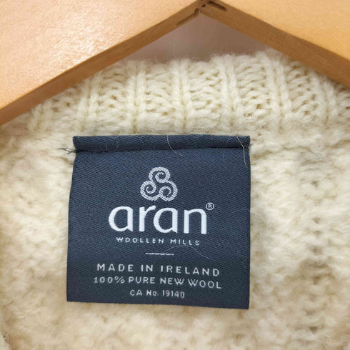 aran WOOLEN MILLS バスケットボタン ケーブル編みウールニットカーディガン レディース